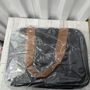 Stylish Black Lunchbox with Brown Straps